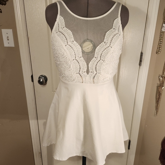 Lulu's I promise  white mesh sheer bodice skater dress in size Large - Picture 9 of 9